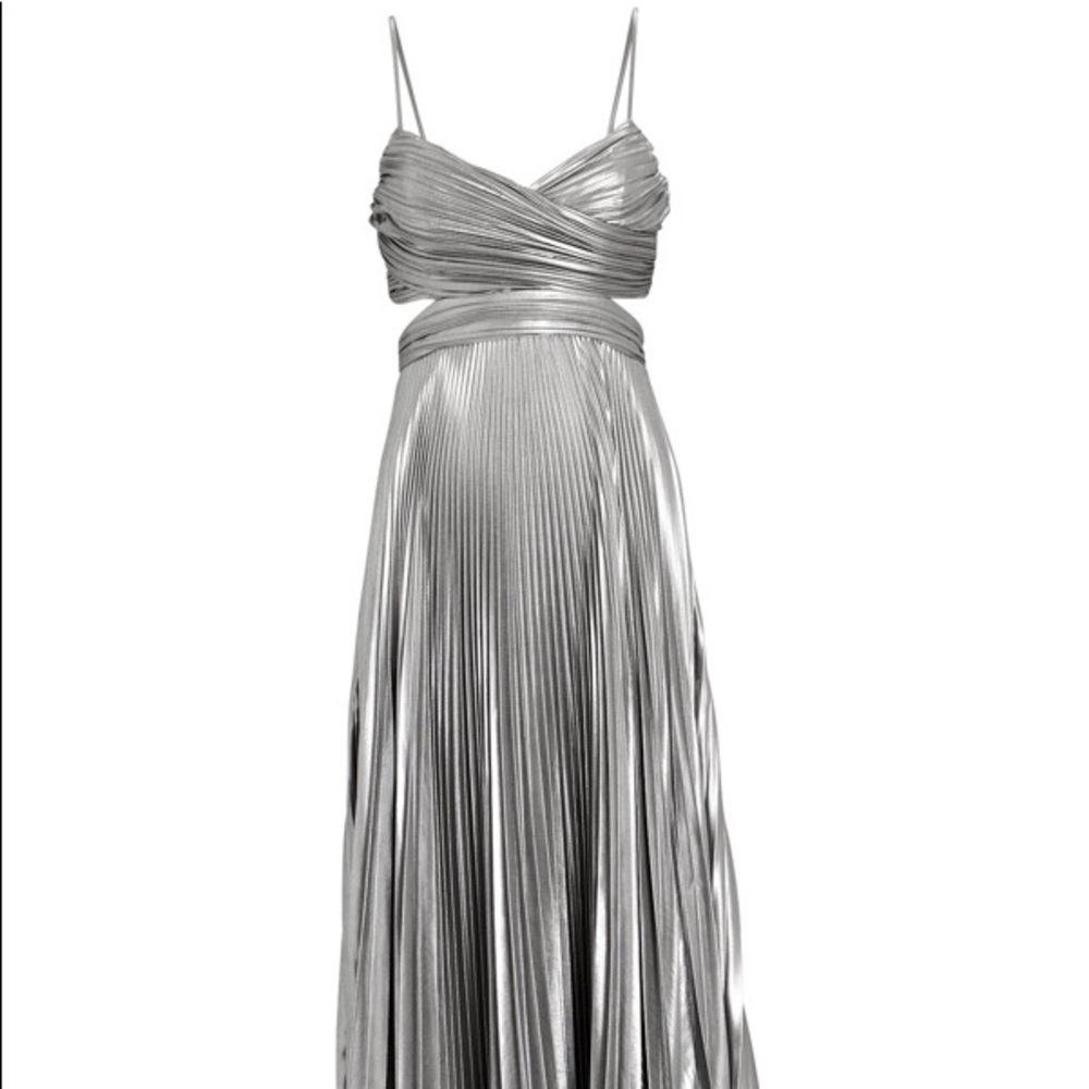 A.L.C. Pleated Metallic midi dress in silver